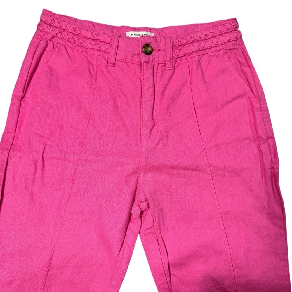 NWT New Habitual Linen Cotton Cropped Kick Flare Pink Pants Size 28'' - Picture 4 of 10
